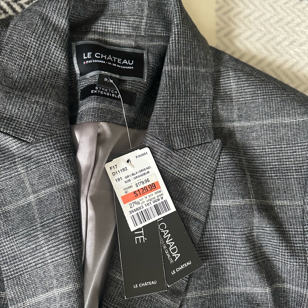 Le Chateau Charcoal Checkered Blazer